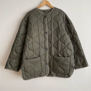 Aritzia Babaton Evergreen Quilted Liner Jacket in Gunmetal Green